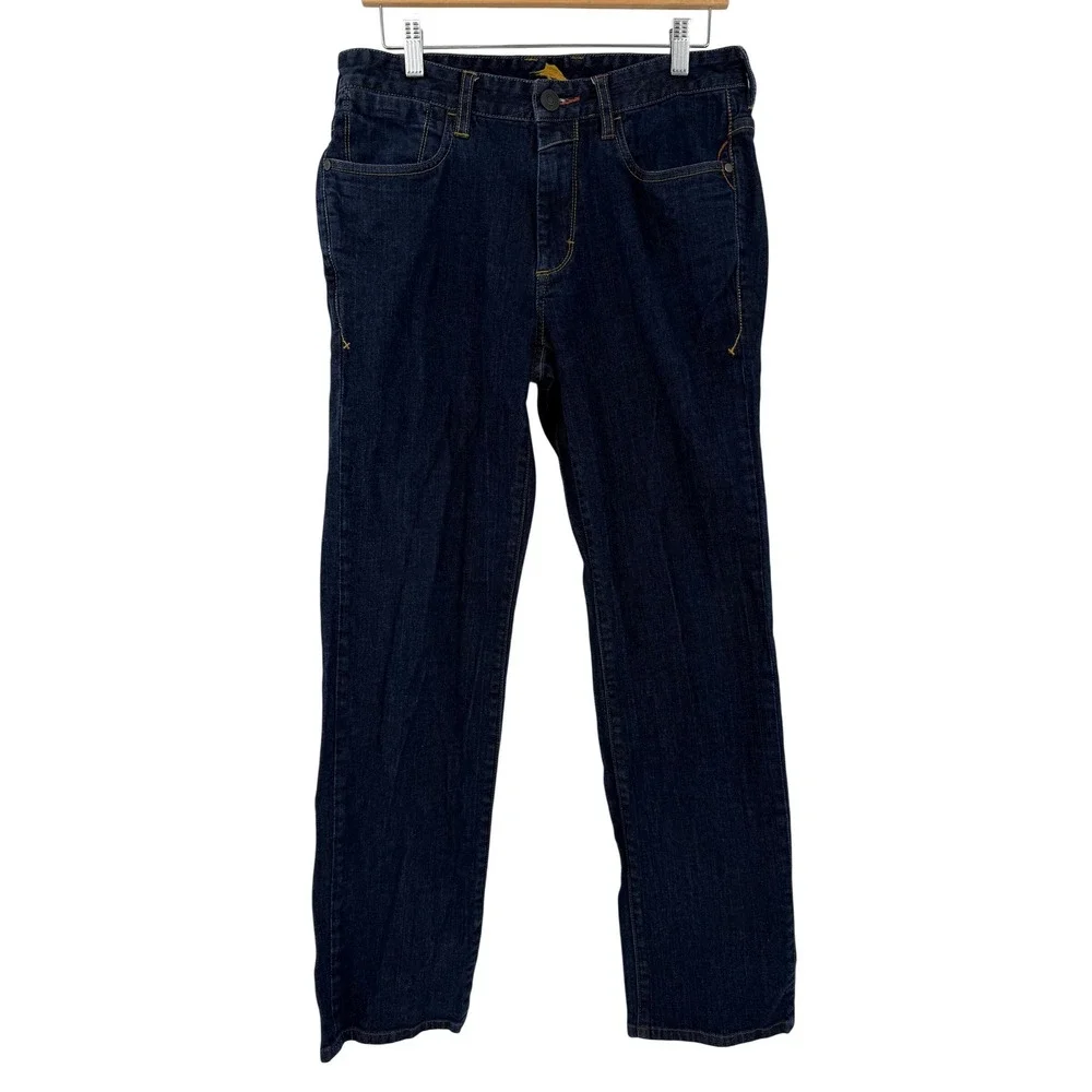 Tommy Bahama Mens 33x32 Vintage Straight Jeans Dark Wash Indigo Blue Denim